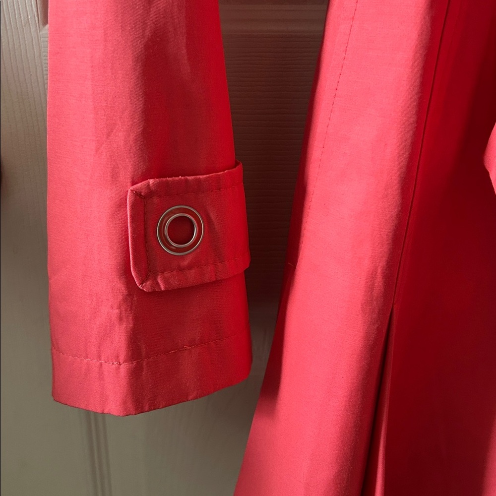 Via Spiga‎ Womens Spring Midi Length Belted Hooded Trench Coat in Coral Size XL - Picture 8 of 14
